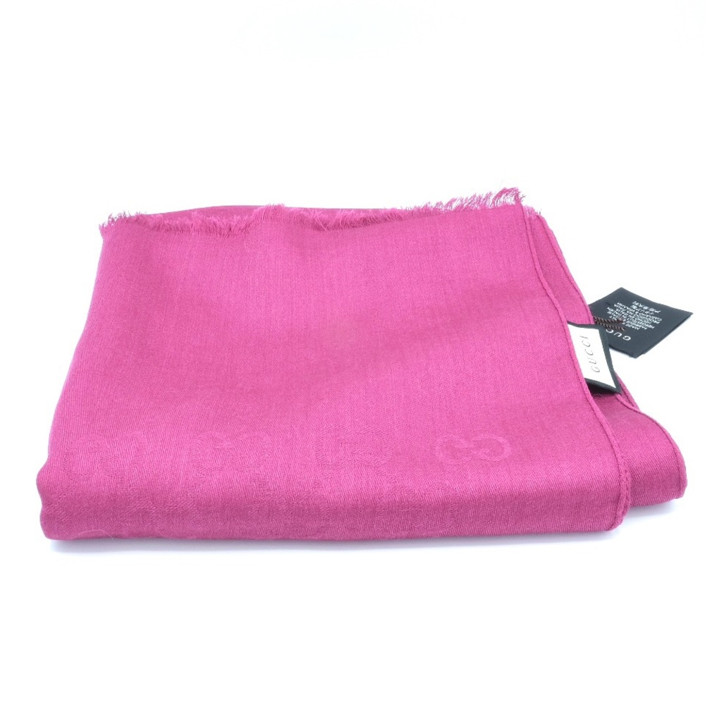 GUCCI GG monogrammed Pink Wool & Silk Scarf NWT